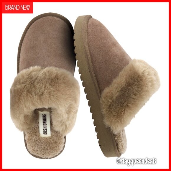 Shoes - Women's Faux Fur Lined Mule Slippers Slip On Comfort Indoor Outdoor